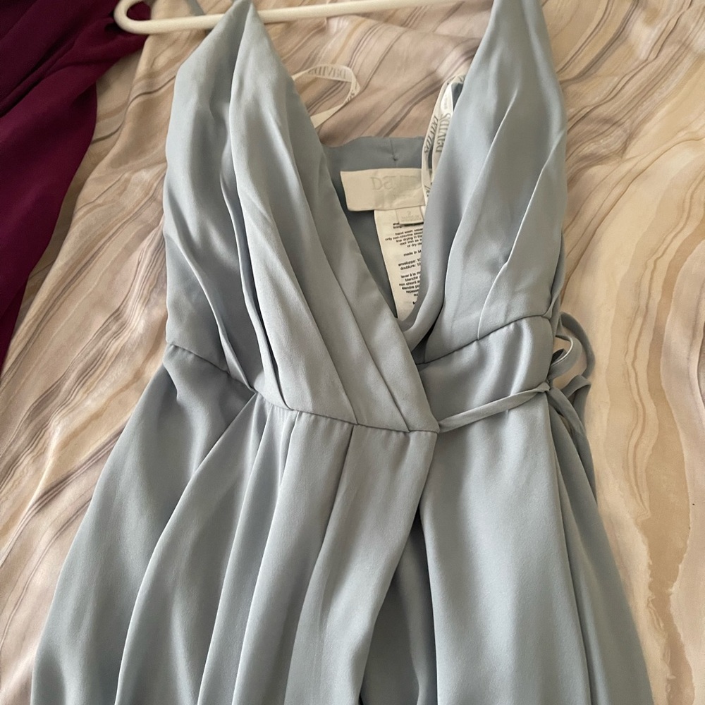 David’s bridal dusty blue chiffon wrap dress. - Picture 3 of 3